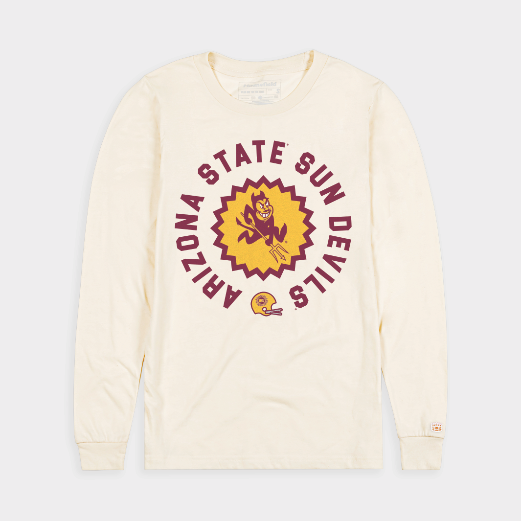 Arizona State Football Sunburst Logo Retro Long Sleeve