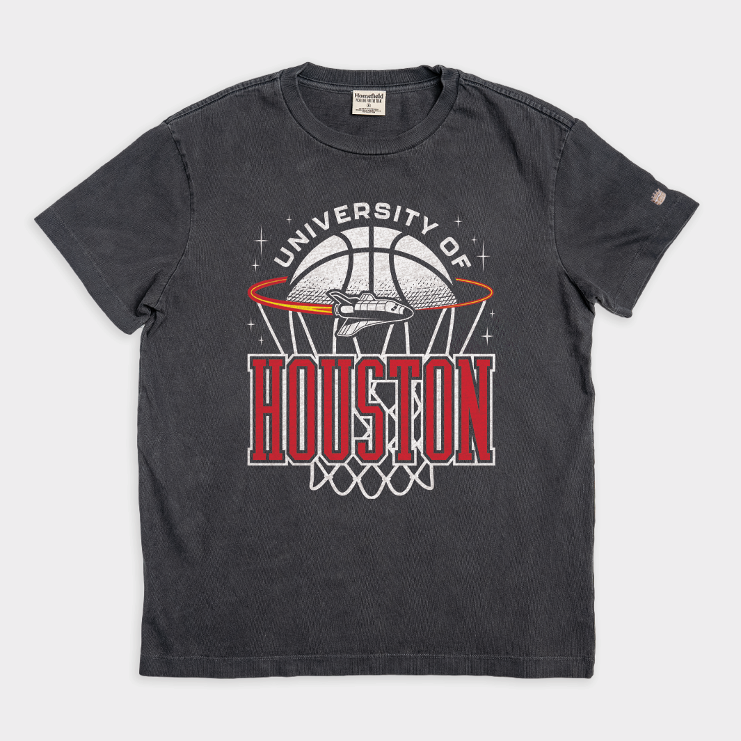 Houston Cougars Basketball Rocket Vintage Heavyweight Tee