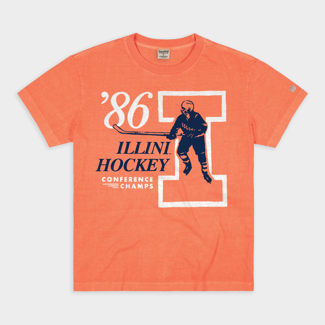 Illinois Fighting Illini 1986 Hockey Vintage Heavyweight Tee