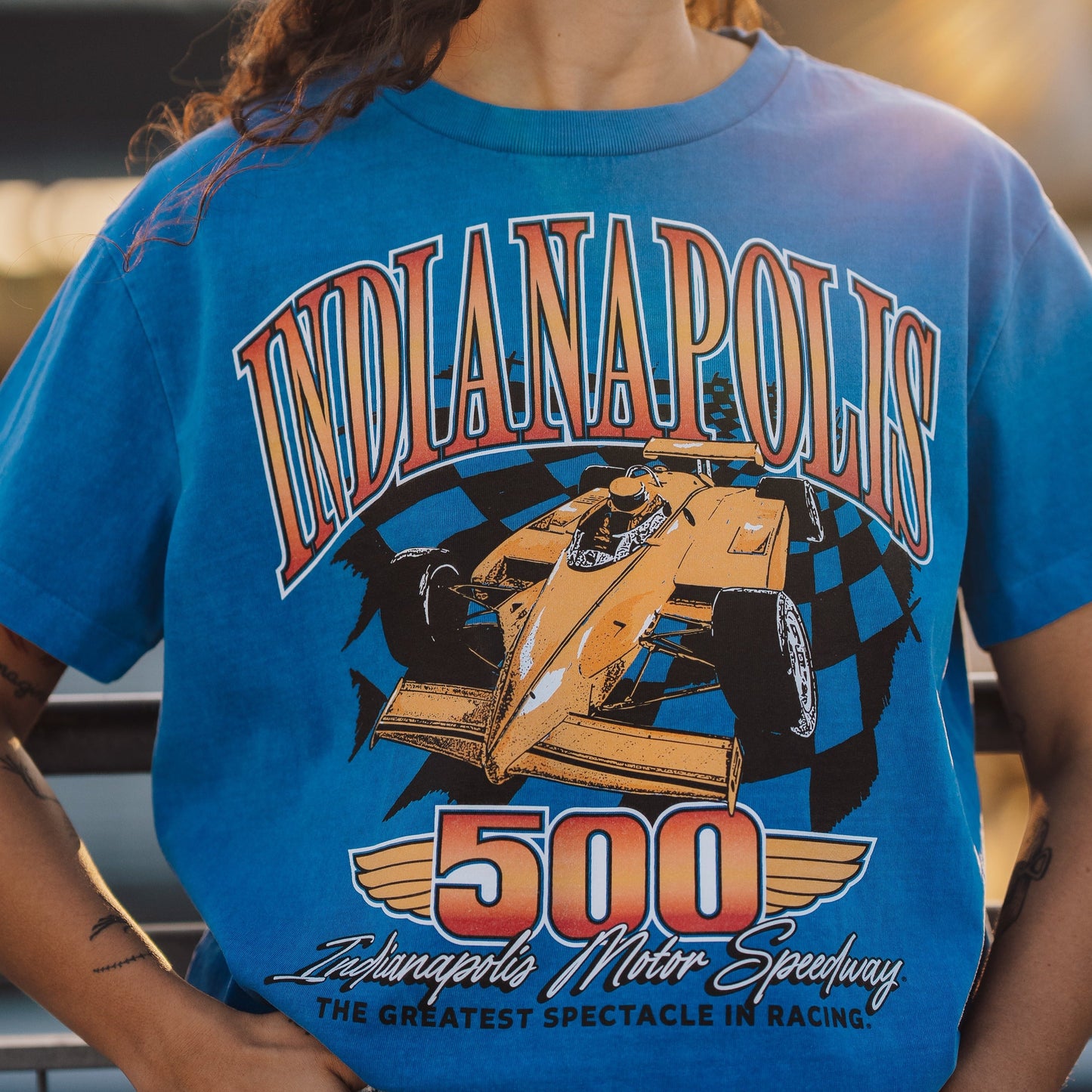 Indianapolis 500 Car Illustration Vintage Heavyweight Tee