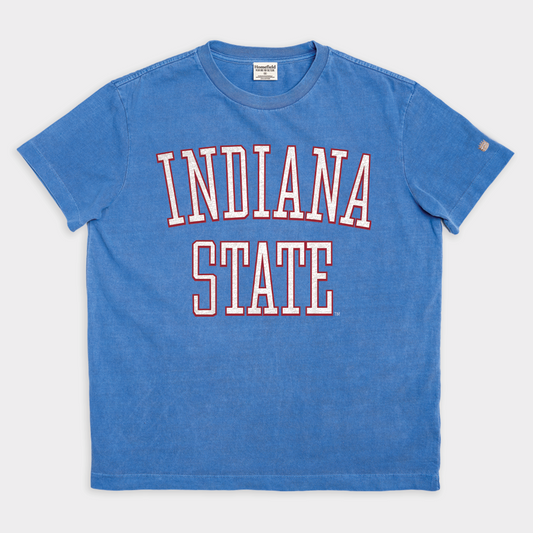 Indiana State Blue and Red Vintage Heavyweight Tee