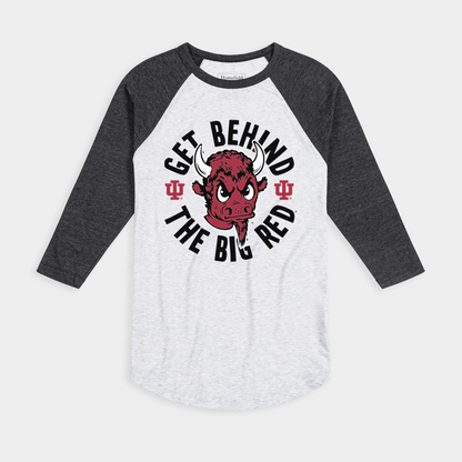 IU "Get Behind the Big Red" Bison Baseball Tee