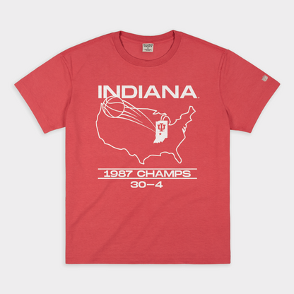 IU 1987 Basketball Champs Crimson Vintage Heavyweight Tee