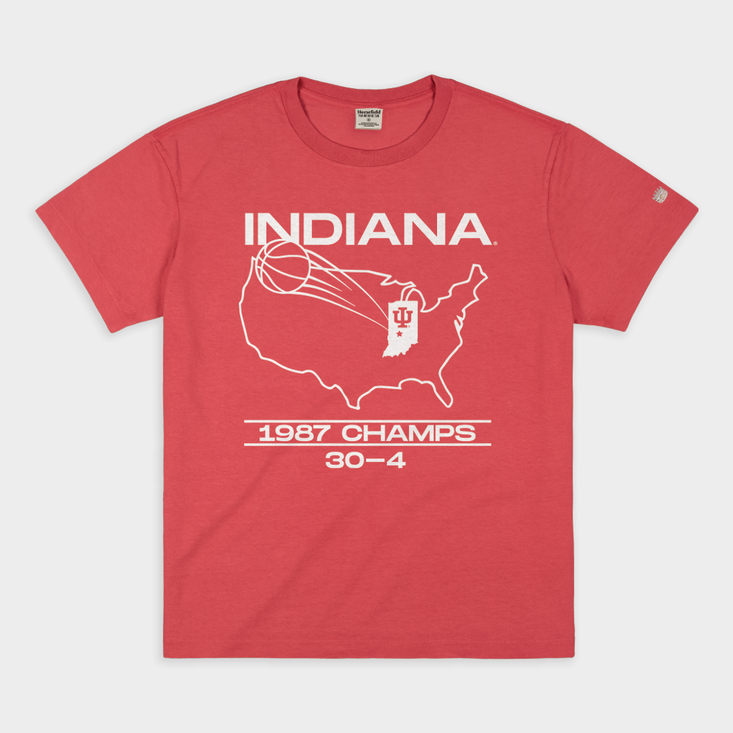 IU 1987 Basketball Champs Crimson Tee