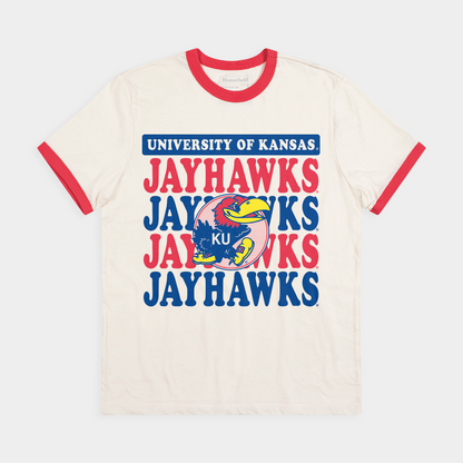 Vintage-Inspired Kansas Jayhawks Ringer Tee