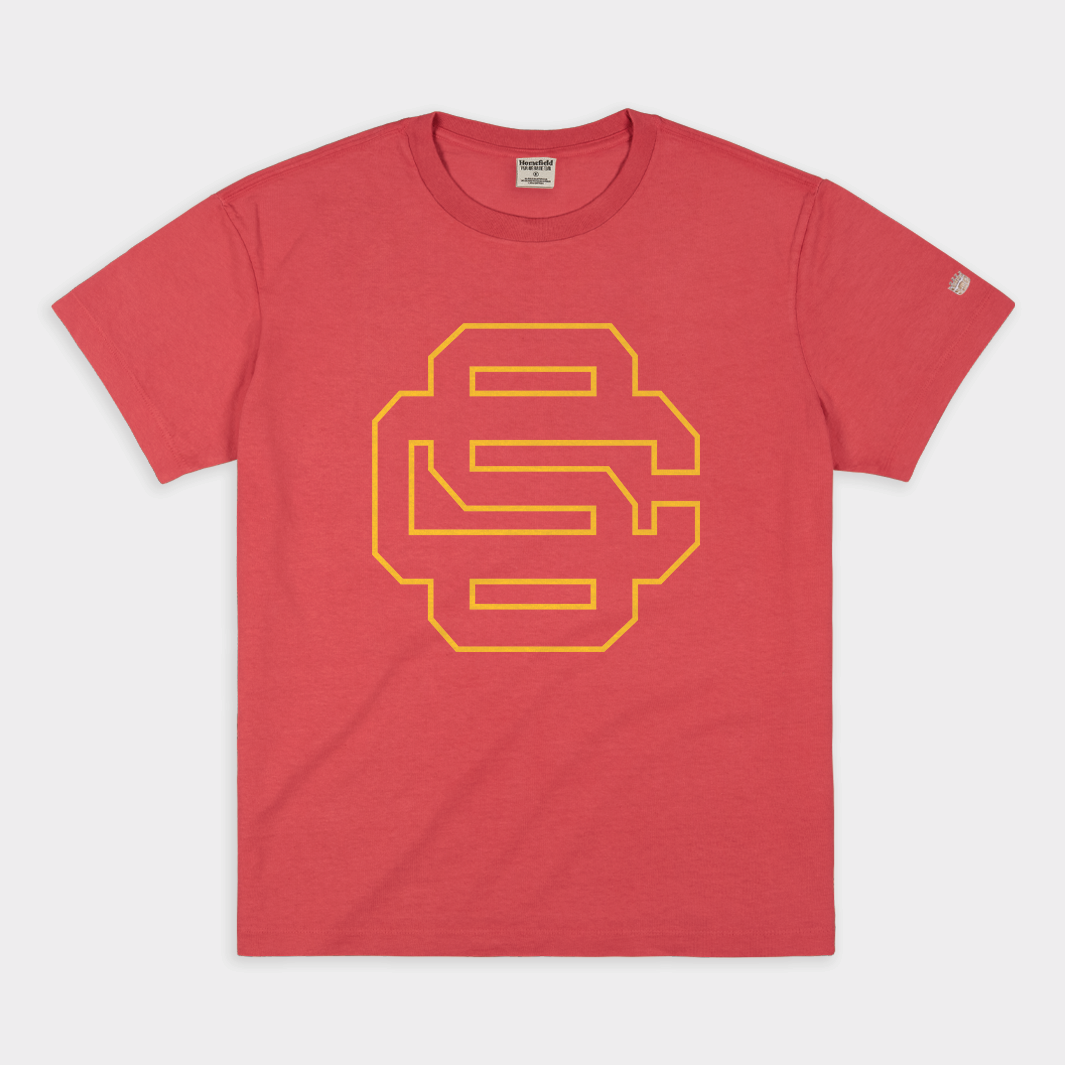 Interlocking SC Trojans Baseball Logo Tee