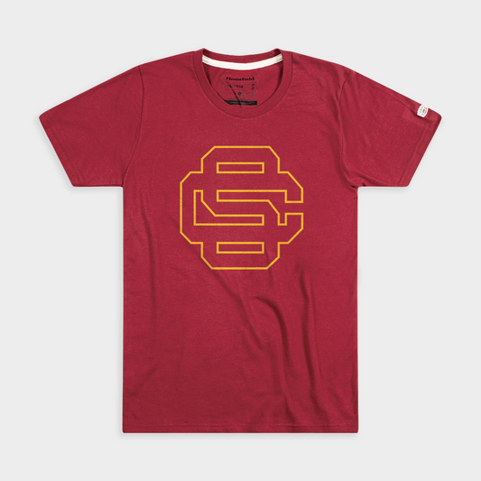 Interlocking SC Trojans Baseball Logo Tee