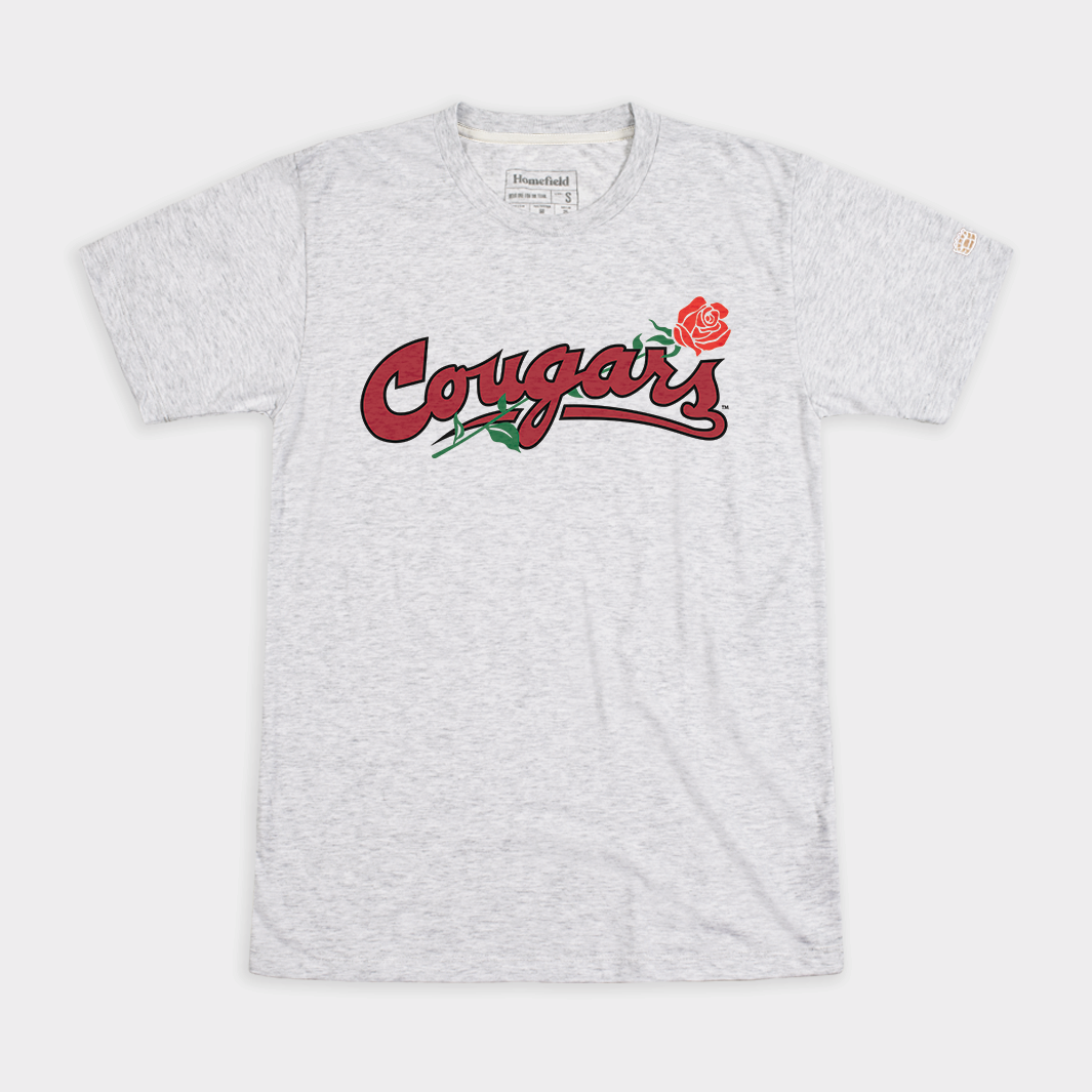 WSU Cougars Retro Script With Rose Tee