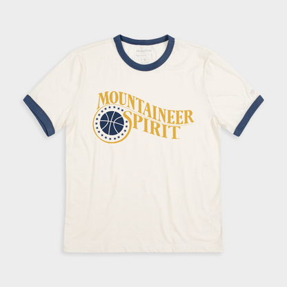 WVU Basketball Mountaineer Spirit Ringer Tee