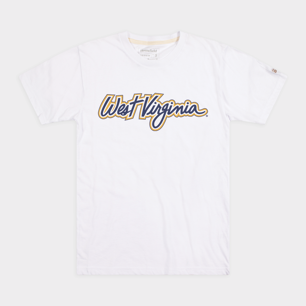 West Virginia Vintage Basketball Script Tee